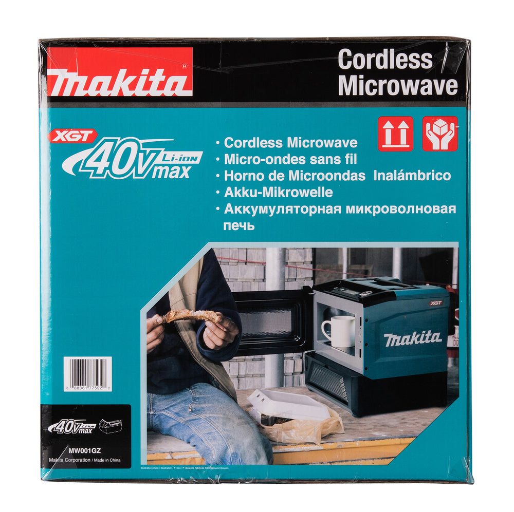 Makita Akku-Mikrowelle MW001G – 40Vmax, mobil, mit USB-Anschluss & LED-Display - MW001GZ