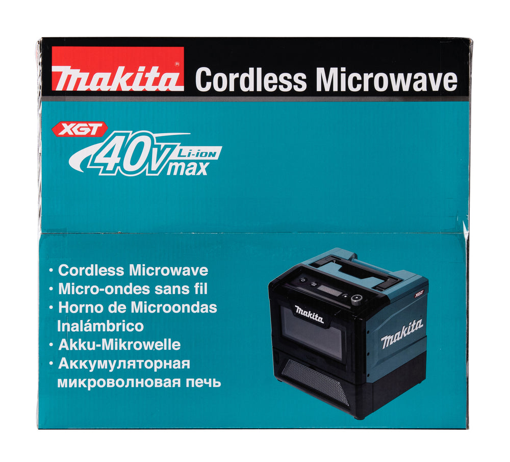 Makita Akku-Mikrowelle MW001G – 40Vmax, mobil, mit USB-Anschluss & LED-Display - MW001GZ