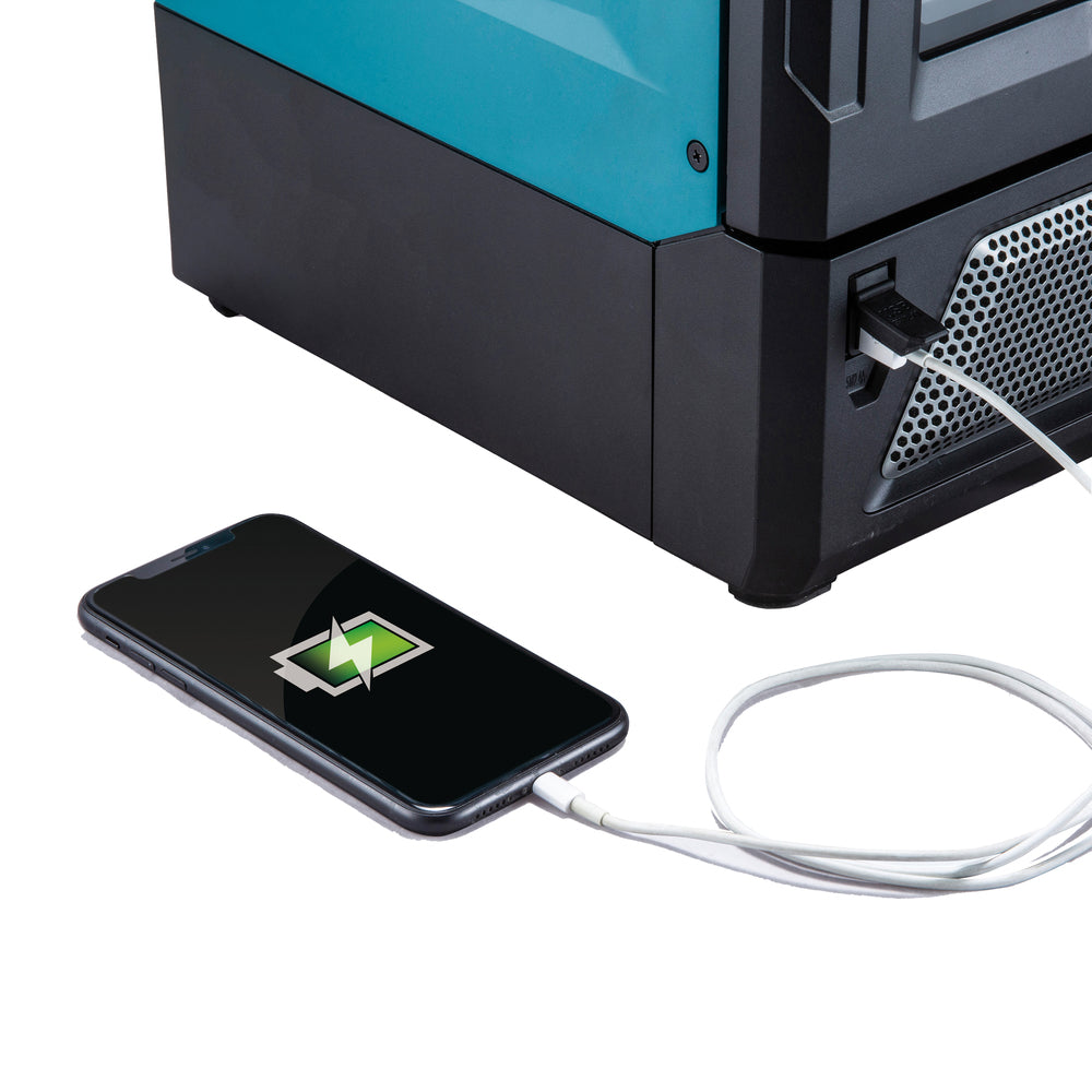 Makita Akku-Mikrowelle MW001G – 40Vmax, mobil, mit USB-Anschluss & LED-Display - MW001GZ