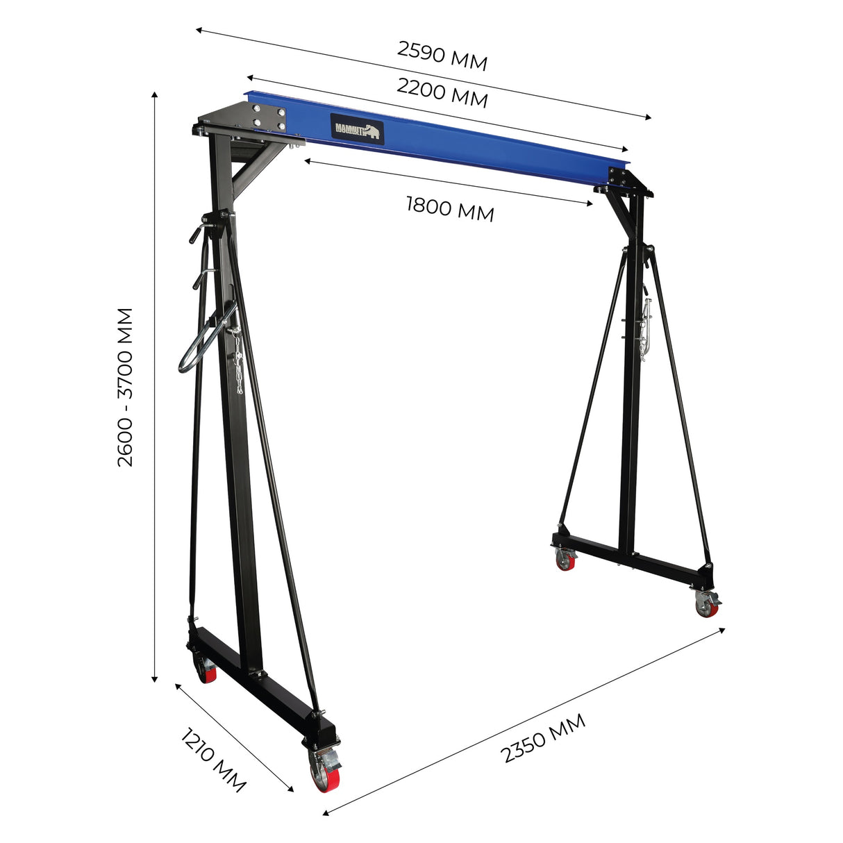 MAMMUTH 2t Fahrbarer Portalkran 2 Tonnen - 2000kg – PTK20