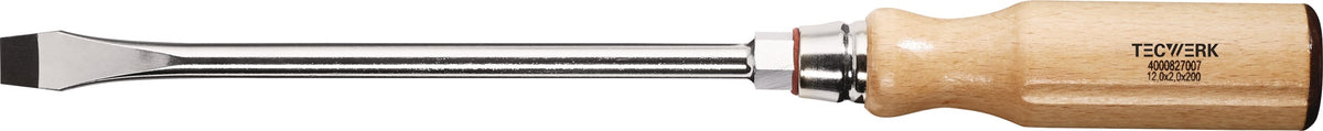 TECWERK Schlitzschraubendreher 3,5 mm Rundklinge mit Sechskantansatz und Holzgriff