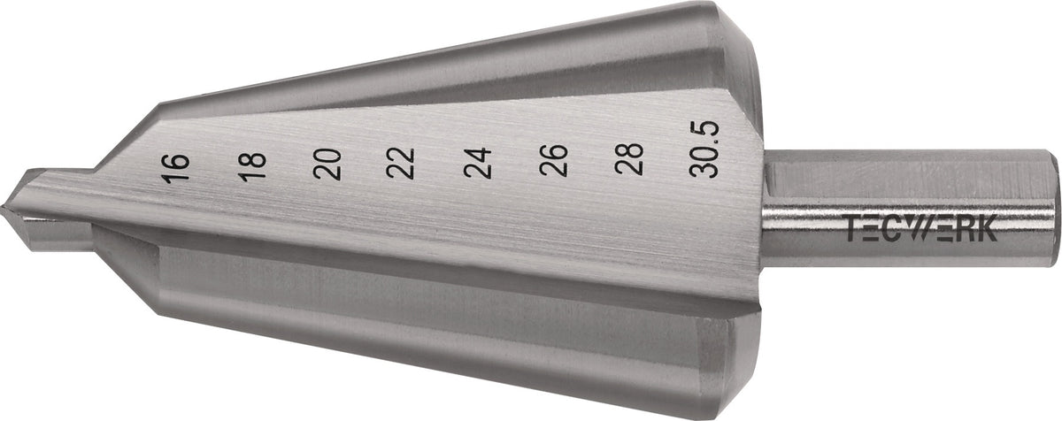 TECWERK Blechschälbohrer 3-14 mm HSS-Co, 2 Schneiden, Senkwinkel 20°