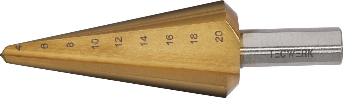 TECWERK Blechschälbohrer 3-14 mm HSS-Co, 2 Schneiden, Senkwinkel 20°