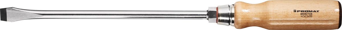 PROMAT Schraubendreher Schlitz 3,5 mm mit Holzgriff und Sechskantansatz