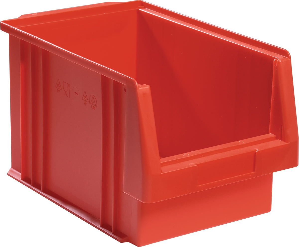 Sichtlagerkasten PLK 500x315x200 mm PP rot von LA-KA-PE – 8 Stück, 22,5 l, 180 kg Auflast