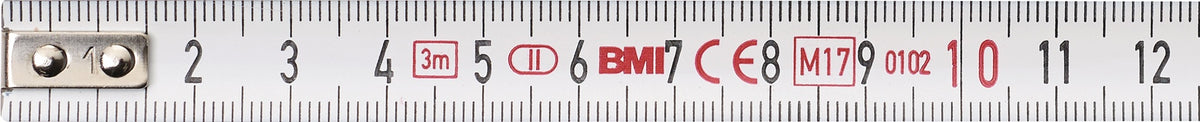 TECWERK Taschenrollbandmaß 3 m Sichtfenster mit Lupeneffekt, mm/cm Teilung, EG II Genauigkeit
