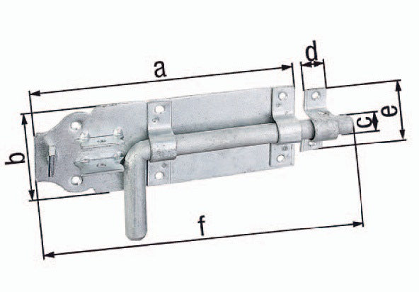 GAH Bolzenriegel 160 mm Stahl feuerverzinkt mit rundem Griff und Schlaufe, Ausschub 49 mm