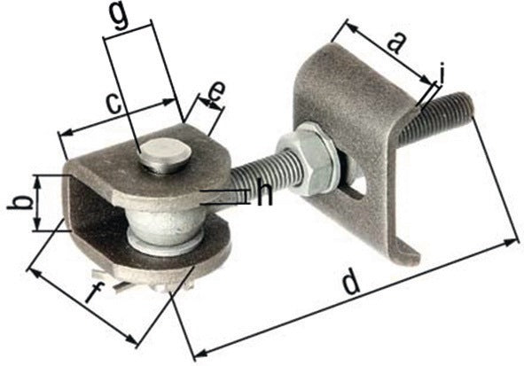 GAH Torband Stahl roh 50x20x45x120 mm für 180° Öffnung mit U-Teil