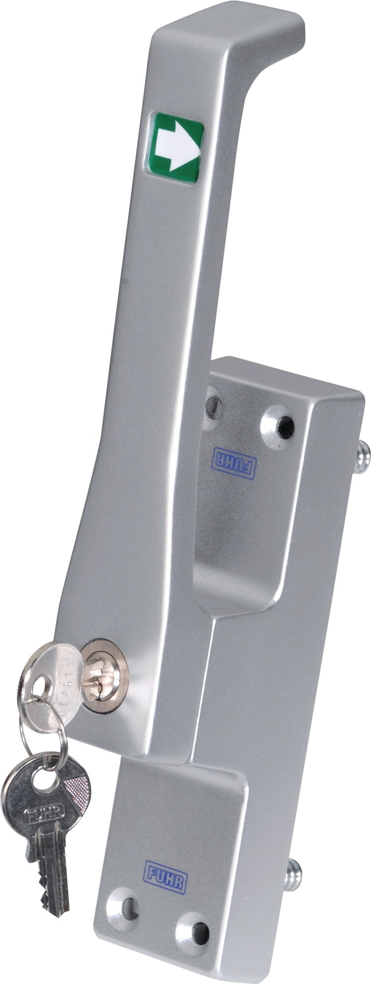 Türtreibriegel 970Z von FUHR – abschließbar, DIN links, silber eloxiert, für Rundstange 10 mm