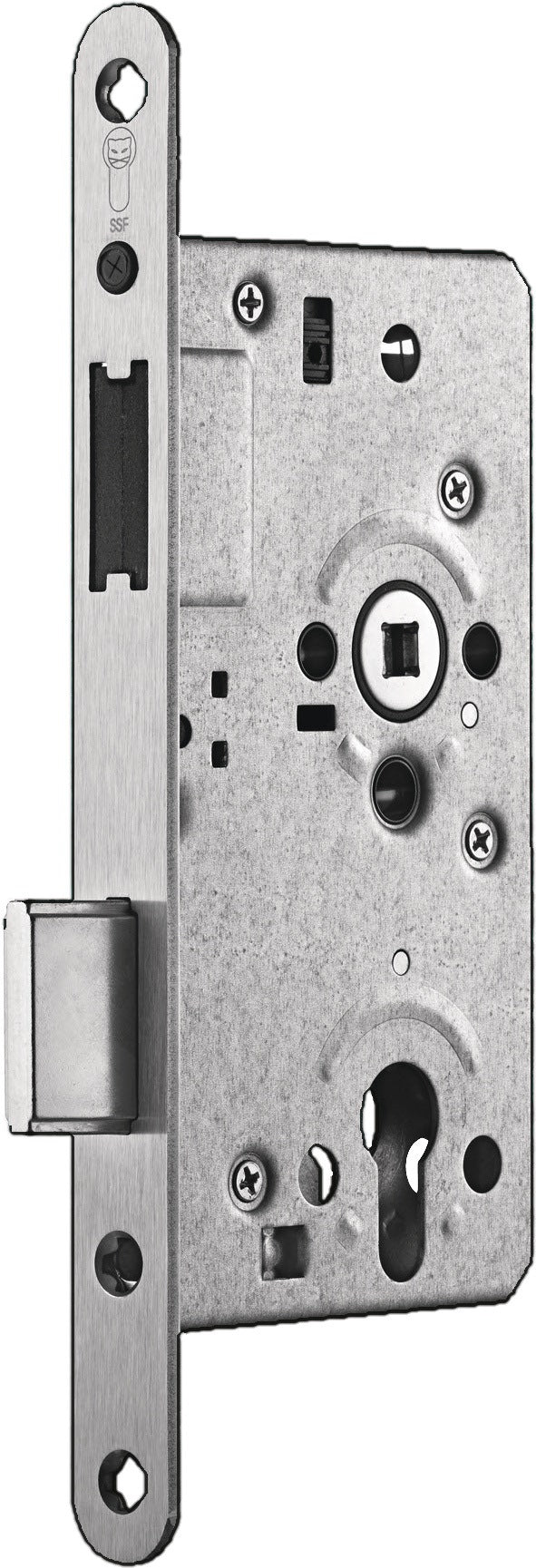 SSF Zimmertür-Einsteckschloss MG 50 Set PZW 24/55/72/8 mm Edelstahl abgerundet DIN L/R