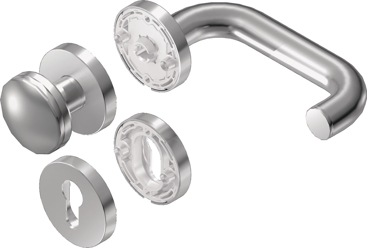 BKS Rosettengarnitur Rondo H1.0 Edelstahl U-Form PZ DIN L/R für Türstärke 37-42 mm