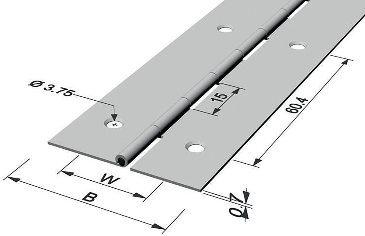 Stangenscharnier B.offen 32 mm, 400 mm, Eisen vermessingt von PG – Materialstärke 0,7 mm
