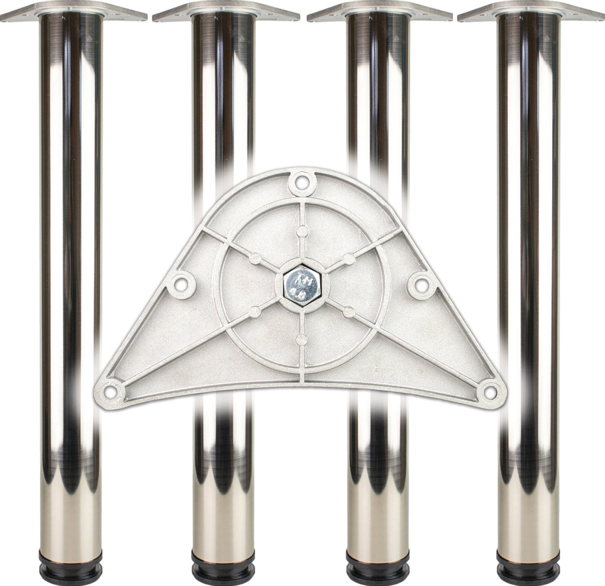 BMB Tischbein-Set weiß 60 mm Höhe 710 mm mit Platten-Befestigung