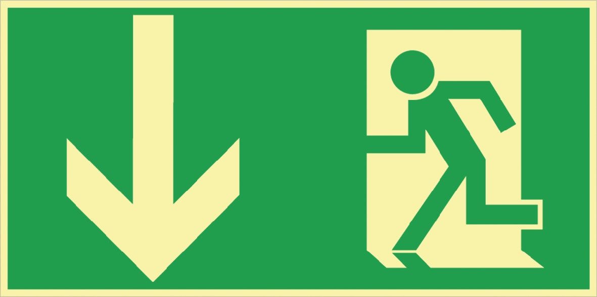 Rettungszeichen BGV A8 Notausgang Querformat mit Figur, langnachleuchtend, 297x148 mm