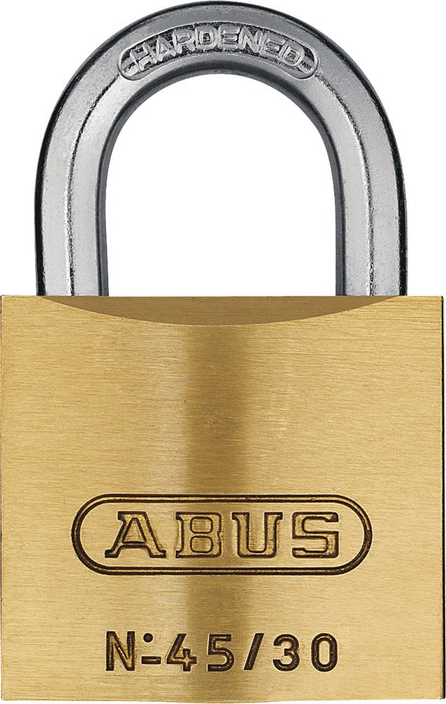 ABUS Zylindervorhangschloss 45/30 – Messing, verschiedenschließend, parazentrisches Schlüsselprofil