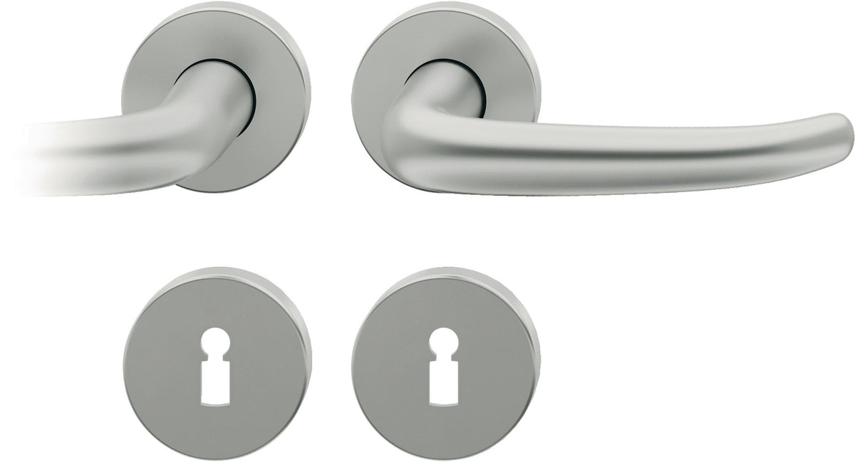 FSB Rosettengarnitur 12 1023 Alu naturfarbig U-Form DIN L/R Drückergarnitur mit Knopf