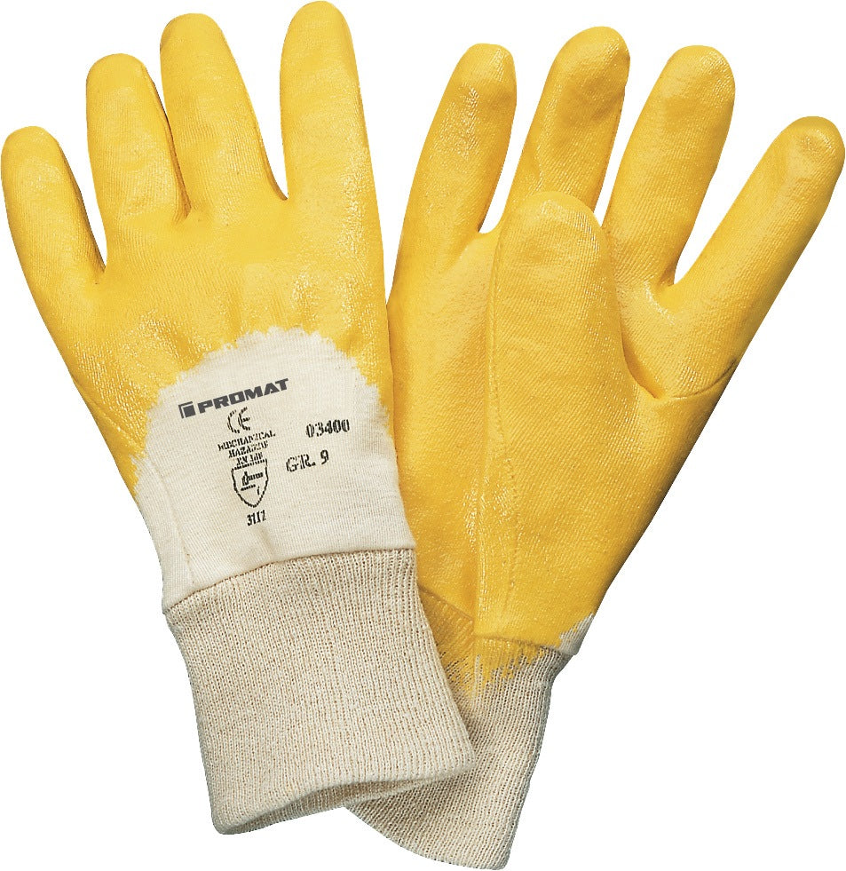 PROMAT Handschuhe Lippe Gr.7 gelb Nitrilbeschichtung EN 388 PSA II – 12 Paar