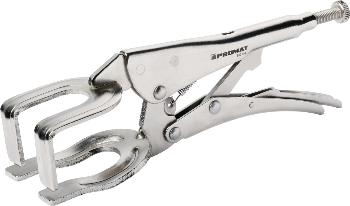 PROMAT Schweißergripzange 280 mm – Spannweite max. 50 mm, glanzvernickelt