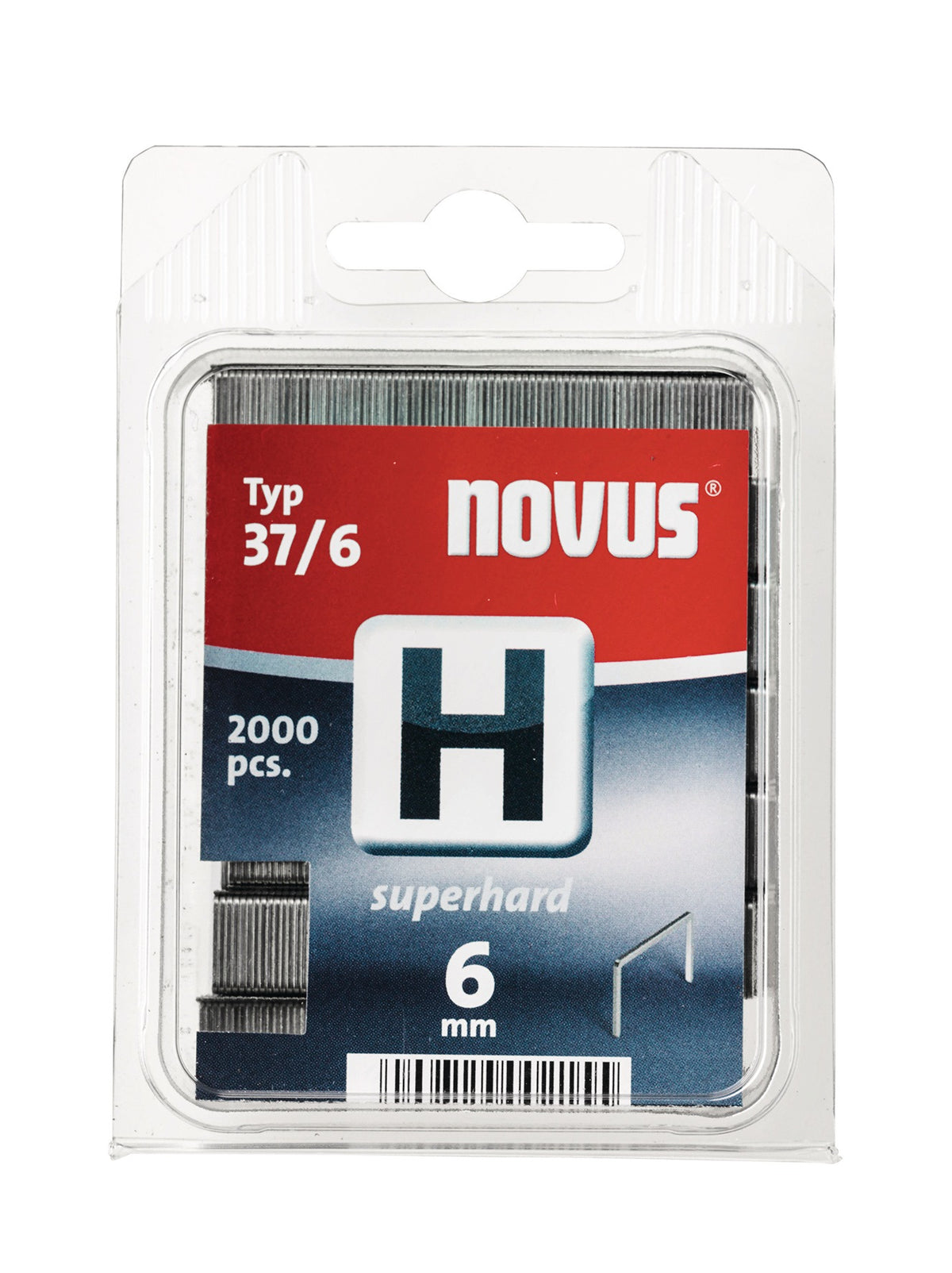 NOVUS Feindrahtklammern H Typ 37, 2000 Stück, 10,6 mm Breite, 6 mm Schenkellänge, superhart