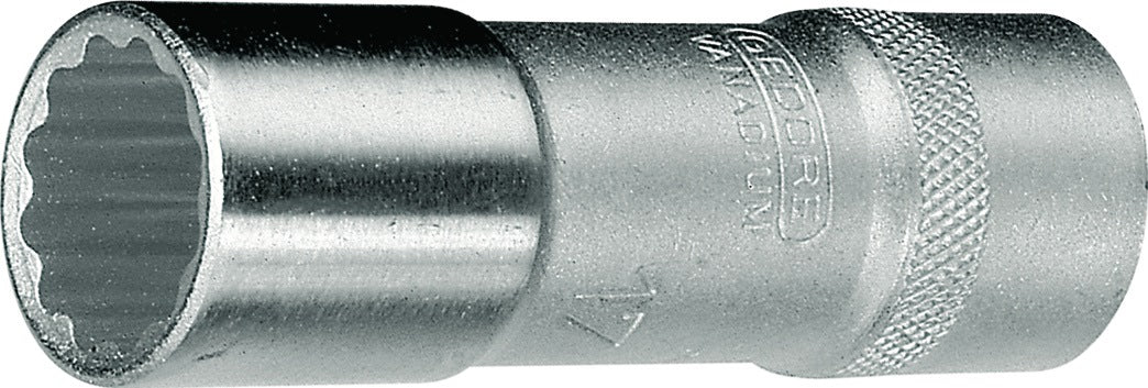 GEDORE Steckschlüsseleinsatz 1/2 Zoll 12-kant SW 10 mm, lange Ausführung, 77 mm, verchromt