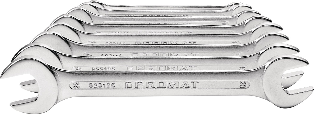 PROMAT Doppelmaulschlüsselsatz 8-teilig SW 6-22 mm CV-Stahl verchromt