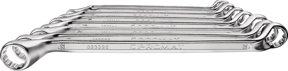 PROMAT Doppelringschlüsselsatz 8-teilig SW 6-22 mm tief gekröpft