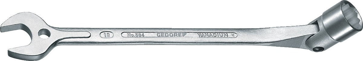 GEDORE Maulsteckschlüssel 534 SW 10 mm – 179 mm, bewegliches Steckschlüsselende, CV-Stahl verchromt