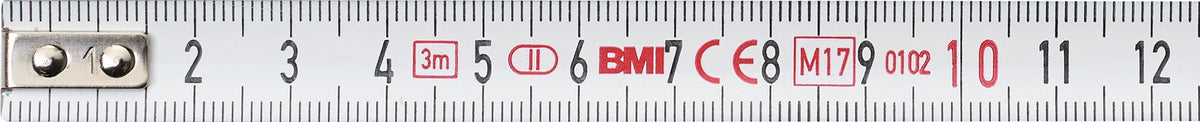 PROMAT Taschenrollbandmaß 3 m mit Sichtfenster & Lupeneffekt – mm/cm Teilung, EG II