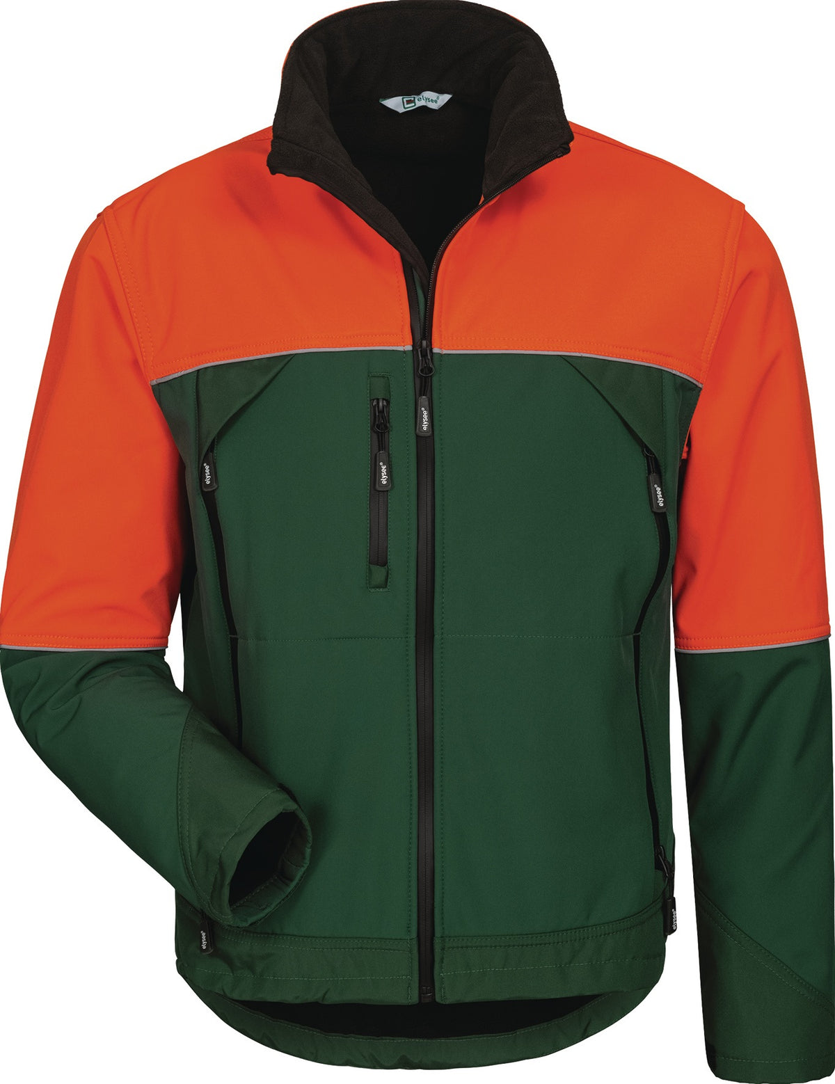 ELYSEE Waldarbeiter-Softshelljacke SANDDORN Gr.L grün/orange – wind- und wasserdicht