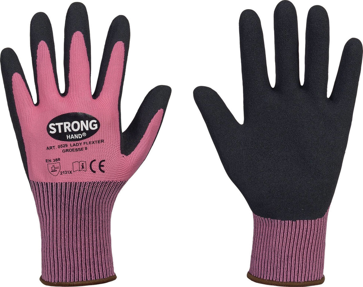 STRONGHAND LADY FLEXTER Handschuhe Gr. 6 pink/schwarz EN 420/EN 388 PSA II – 12 Paar