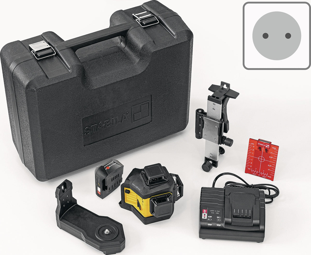 STABILA Multilinienlaser LAX 600 mit 3x 360°-Laserlinien, ± 0,3 mm/m, 30 m, IP65