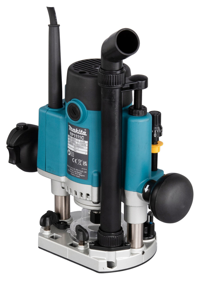 Makita Oberfräse – variable Drehzahl bis 27.500 min⁻¹ & präzise Tiefeneinstellung - RP1111CJFA
