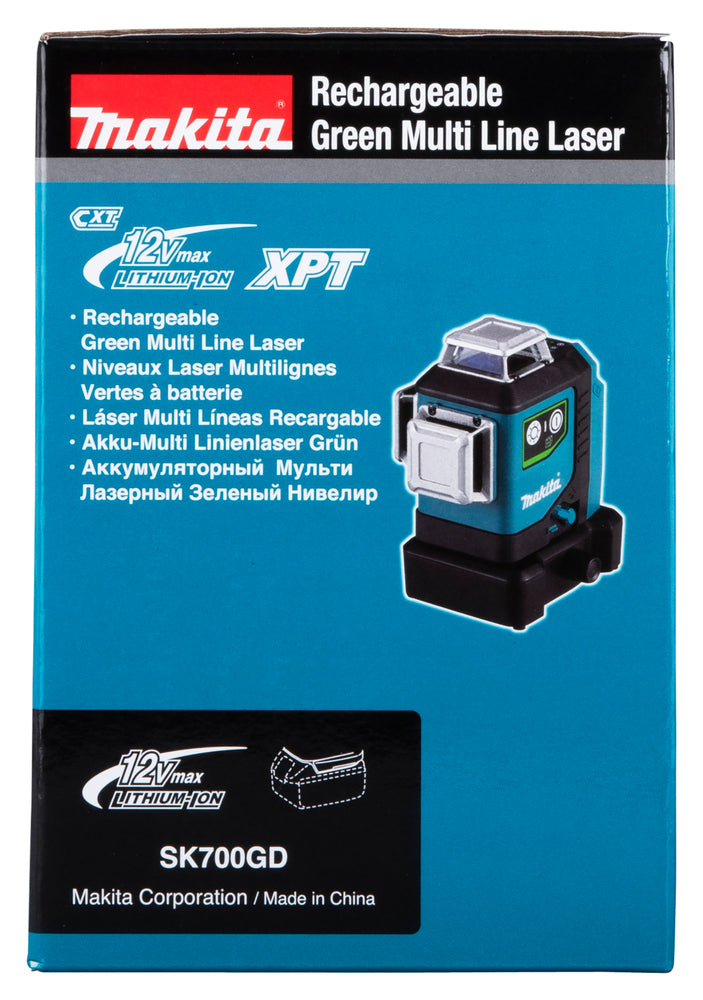Makita Akku-Multilinienlaser – 360° Kreuzlinien, grün, IP54 & XPT-Schutz - SK700GD