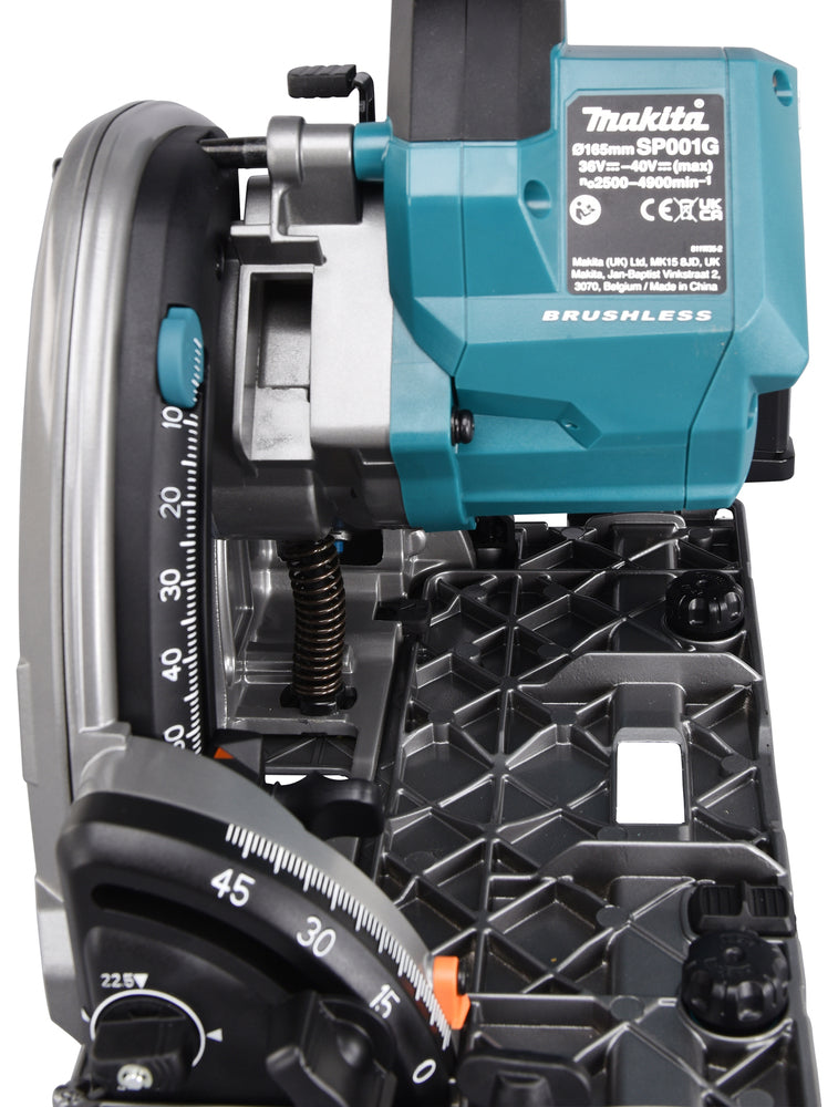 Makita 18 V Akku-Tauchsäge – 165 mm Blatt, 56 mm Schnitttiefe, AWS & Führungsschienen-kompatibel - SP001GZ03