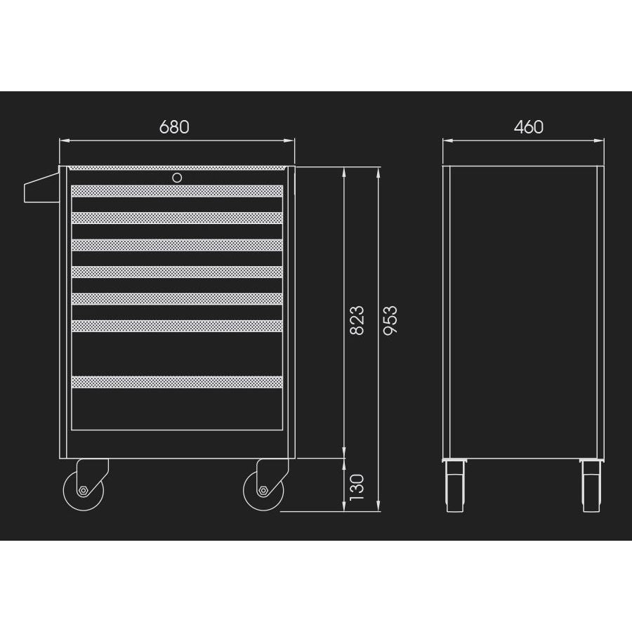 KING TONY Profi-Werkzeuge - Werkzeugwagen mit 7 Schubladen - grau ST874347BPG
