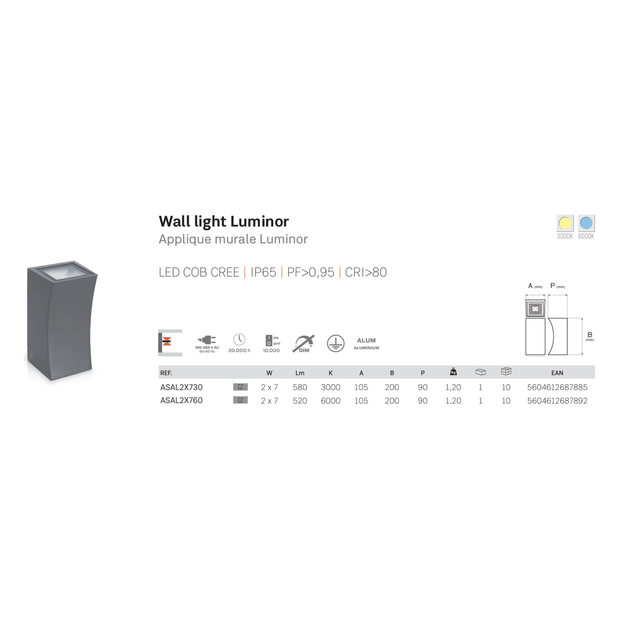 ASLO 3000K Moderne LED Design Außenleuchte 2x7W Outdoor LED - LED Outdoor Wandleuchte