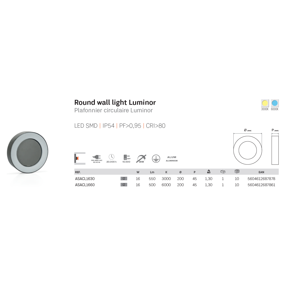 ASLO 3000K, 16 W LED Wandleuchte Stylische runde Design LED Aussenleuchte, Wandleuchte