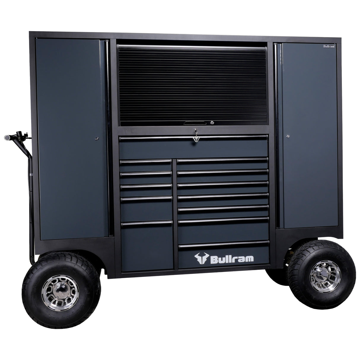 Bullram Roadmaster Profi-Werkstattwagen 13 Schubladen mobiler Werkzeugschrank mit LED, 230v Schuko - TB173PB