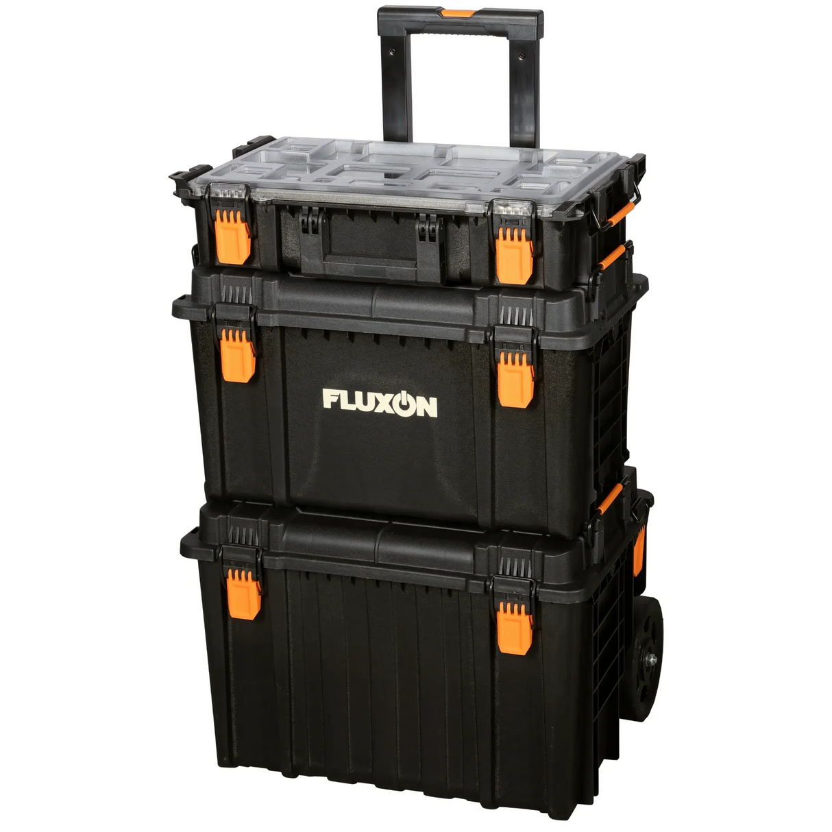 Fluxon 3-teiliges stapelbares Werkzeugkofferset mit Rollen – 100 kg - TBP03L