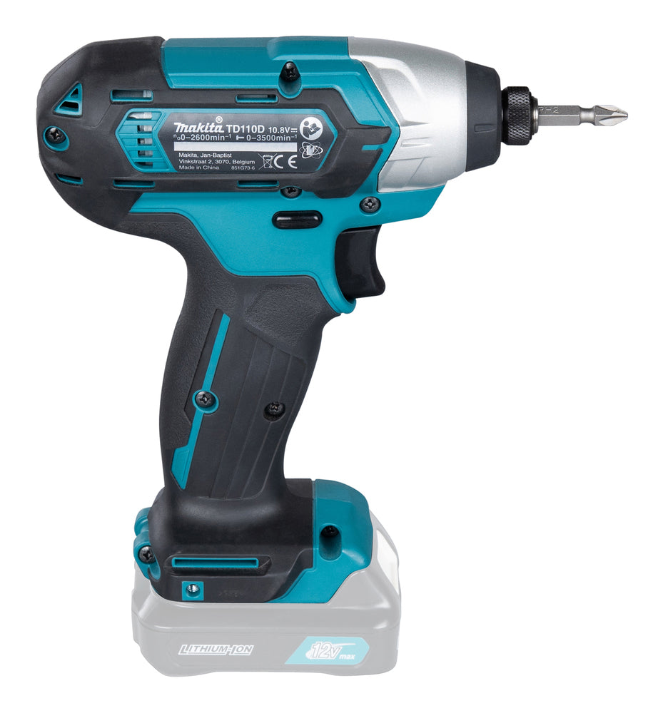 Makita Akku-Schlagschrauber – kompakt, 110 Nm, 1/4" Aufnahme & LED-Licht - TD110DZ