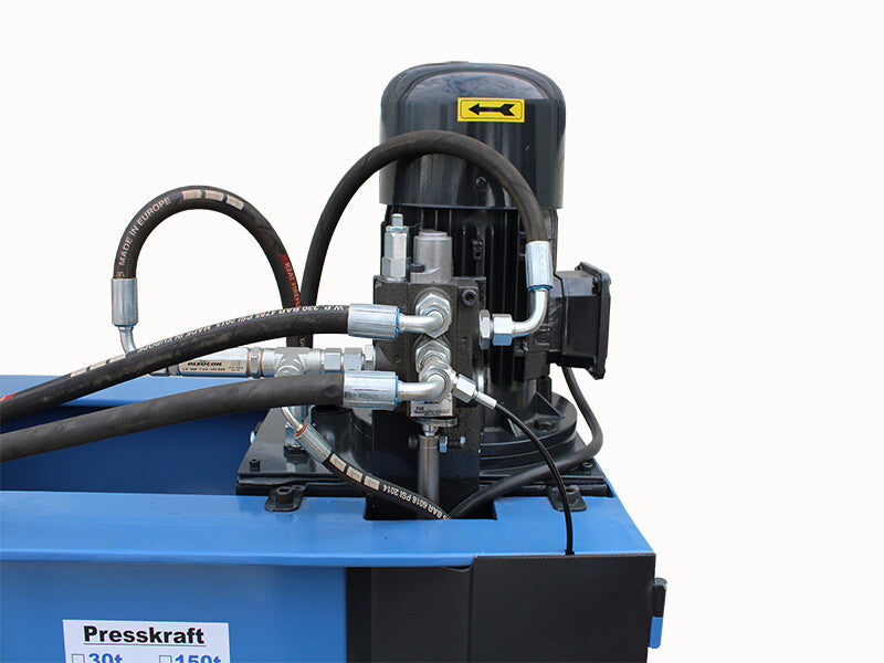 Tigermetal Hydraulische Werkstattpresse 150 Tonnen mit Dualpumpe und 1.200 mm Durchgang - TMWH150