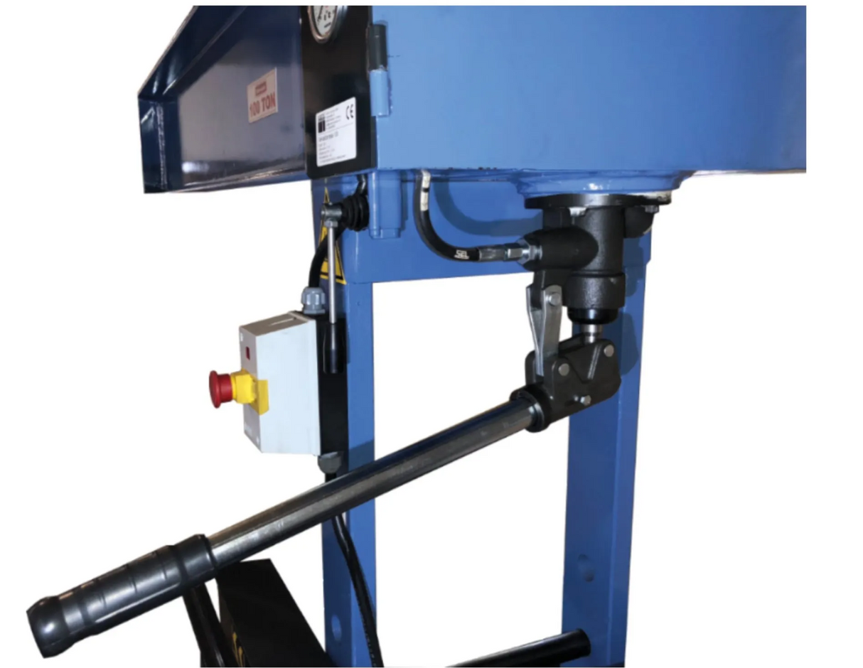 Tigermetal Hydraulische Werkstattpresse 30 Tonnen mit Dualpumpe, verschiebbarem Zylinder - TMWH30