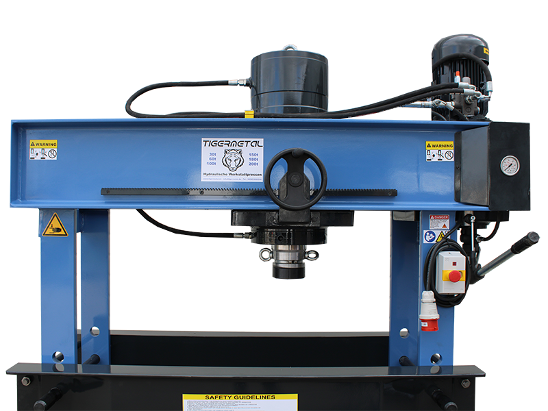Tigermetal Hydraulische Werkstattpresse 100 Tonnen mit Handrad - TMWH100K