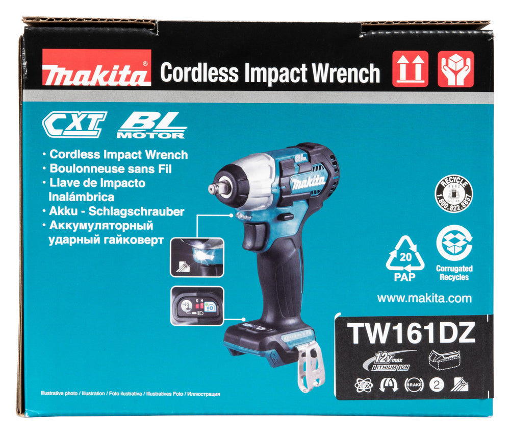 Makita Akku-Schlagschrauber 12V max – kompakt, 165 Nm, 1/2" Aufnahme & LED - TW161DZ