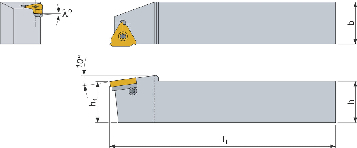 TECWERK Klemmdrehhalter SER 1212 F16 rechts für Außendrehen – Wendeschneidplatte 16 ER