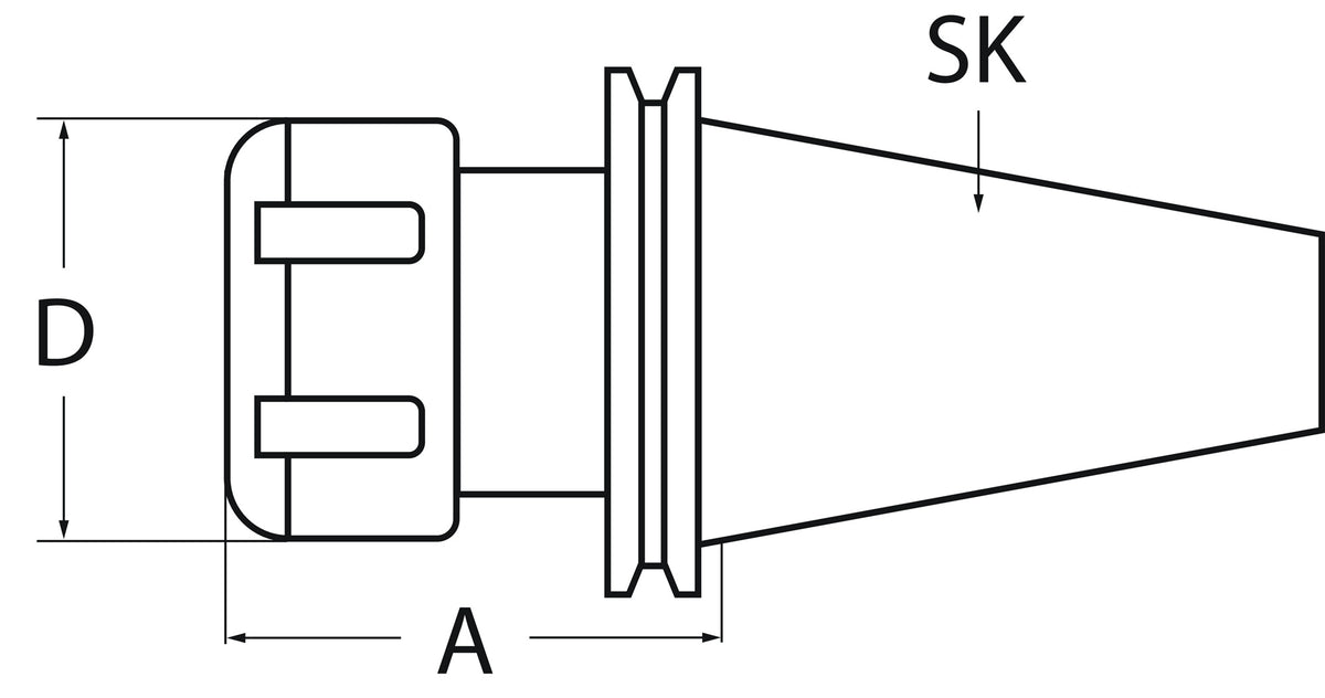 TECWERK Spannzangenfutter ER DIN 69871AD SK40 Spann-Ø 1-10mm Auskraglänge 63mm