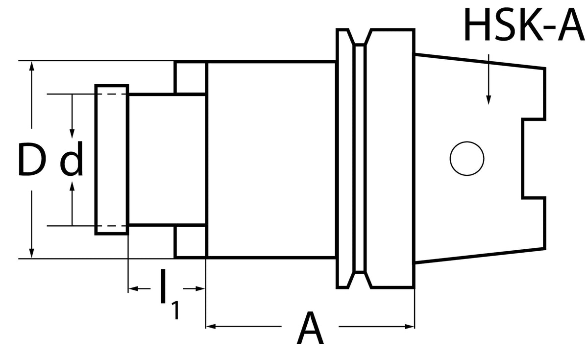 TECWERK Quernutaufsteckfräsdorn DIN 69893A HSK-A63 Spann-Ø 16 mm Auskraglänge 50 mm