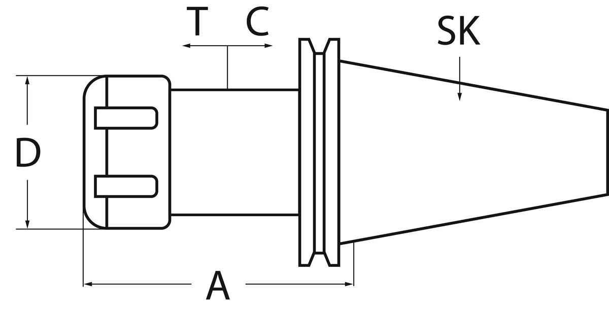 TECWERK Gewindeschneidfutter Synchron SK40 M3-M12 DIN 69871 AD/B mit Kühlmittelzuführung