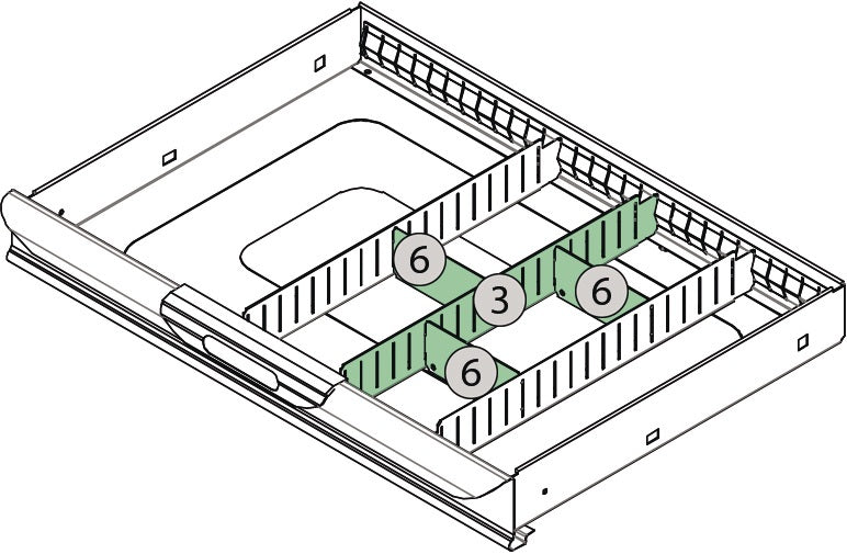 TECWERK Schubladenunterteilungsmaterial 4-tlg. Erweiterungsset 1 für Werkzeugwagen