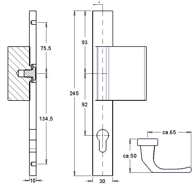 EDI Profiltürgarnitur 2312/9203 Aluminium F1 PZ für Türstärke 68-77 mm – Wechselgarnitur